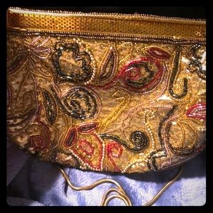 Vintage Magid Gold/Multicolored Beaded Mini Purse